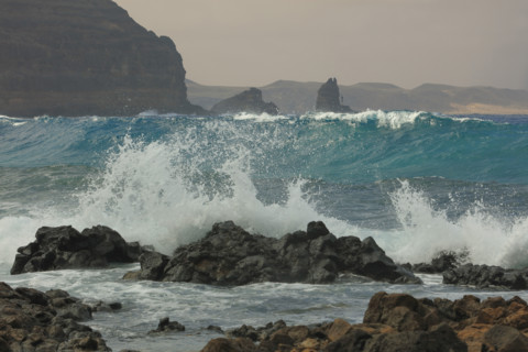 Paysage cotier la Punta Fariones à Orzola, île de Lanzarote