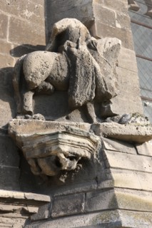 France, Normandie, calvados, caen, eglise du vieux saint etienne, clocher, vestige, gothique, sculpture sans tete,
