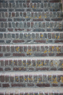 France, Basse Normandie, calvados, cabourg, plage, sable, escalier, marches, brique, sable,