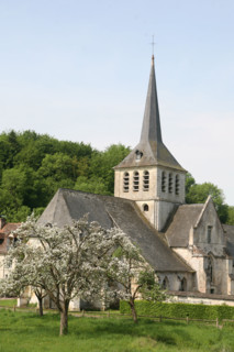 France, Basse Normandie, calvados, pays d'auge, saint hymer, route des douets, pommier en fleurs, verger, prieure