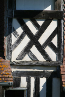 France, Basse Normandie, calvados, calvados, pays d'auge, detail colombage, pans de bois, habitat traditionnel,
