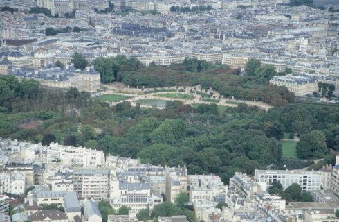 France, Paris 6e, jardin du Luxembourg, vue d'en haut depuis la Tour Montparnasse, panorama,