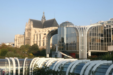 France, Paris 1e, les halles, forum des halles, eglise saint eustache et jardins,