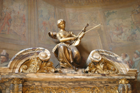 France, Paris 2e, opera comique, salle Favart, place Boieldieu, decor du foyer,