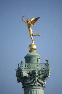 France, Paris 4e, place de la bastille, genie de la colonne de juillet, detail sommet,