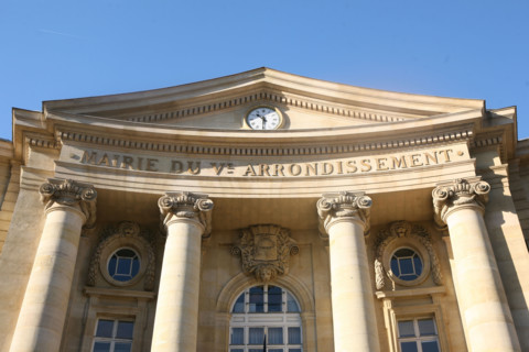 France, Paris 5e, place du pantheon, place des grands hommes, mairie du 5e, facade,