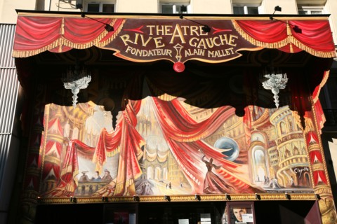 France, Paris 14e, Montparnasse, rue de la gaite, theatre rive gauche, facade decoree,