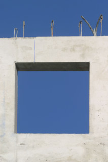 France, Paris 14e, detail immeuble en construction, chantier, rue du moulin vert, beton,