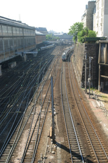 France, Paris 17e, quartier des Batignolles, voies de la gare saint lazare, voie ferree, train, sncf