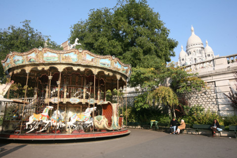 France, carousel at the foot of the sacre coeur