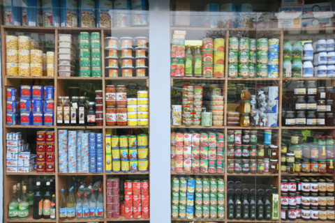 France, windowshop of a grocery