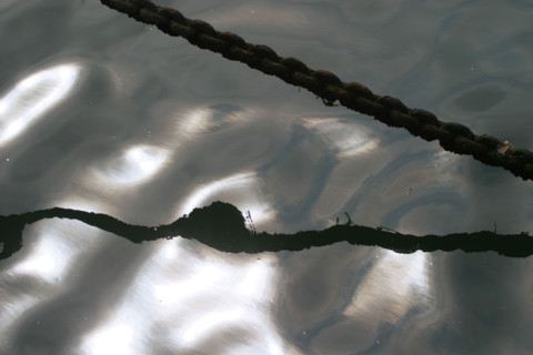 France: Normandie, Seine Maritime, le havre, detail reflet de cordage dans le bassin du commerce,