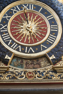 France, Normandie, Seine Maritime, Rouen, gros horloge renove en 2006, detail, monument, horloge astronomique, cadran,