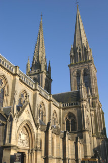 France, Basse Normandie, calvados, douvres la delivrande, basilique, tours, clocher, detail,