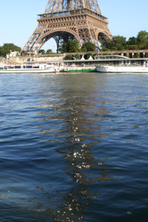 France, reflections of the tower in the seine