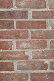France: Normandie, mur de briques, joints de ciment, detail construction, habitat, materiaux,