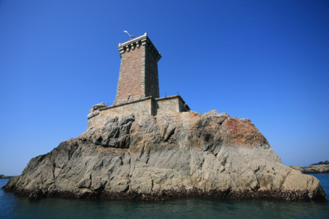 France, Bretagne, Cotes d'Armor, cote de granit rose, les sept iles, croisiere aux sept iles, phare des Triagoz. etabli sur la roche de Guen-Bras dans le plateau des Triagoz