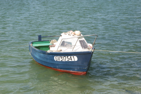 France, Bretagne, Finistere sud, Cornouaille, Benodet, face a sainte Marine, bateau, plage du coq,