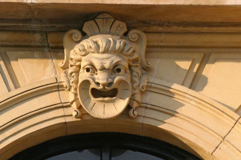 France, Basse Normandie, Manche, Cotentin, Cherbourg, theatre des arts, facade, detail mascaron,