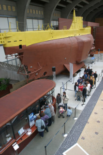 France, Basse Normandie, Manche, Cotentin, Cherbourg, cite de la mer, ancienne gare transatlantique, 
bathyscaphe Archimede dans le hall de la Cite de la Mer