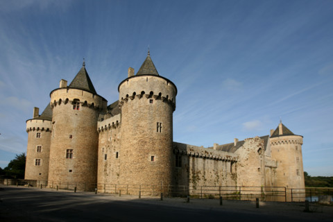 France, Bretagne, Morbihan, golfe du Morbihan, presqu'ile de rhuys, sarzeau, chateau de suscinio, tours, vue generale,