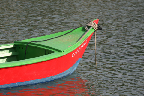 France, Bretagne, Morbihan, golfe du Morbihan, presqu'ile de rhuys, le logeo, detail coque, barque rouge et verte,