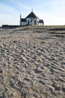 France, Bretagne, Morbihan, golfe du Morbihan, presqu'ile de rhuys, sarzeau, penvins, plage, sable, eglise,