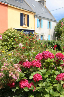 France, Bretagne, Morbihan, ile de groix, le bourg, loctudy, maisons colorees, fleurs,