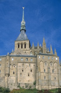 France, Basse Normandie, Manche, pays de la baie du Mont-Saint-Michel, le Mont-Saint-Michel, clocher de la merveille,