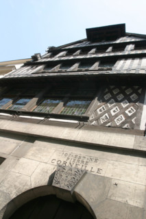 France, Haute Normandie, Seine Maritime, Rouen, detail maison natale de pierre Corneille, 
rue de la Pie, ecrivain, auteur de theatre, litterature classique, colombages, pans de bois,