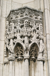 France, Haute Normandie, Seine Maritime, pays de bray, neufchatel en bray, eglise notre dame, detail portail,