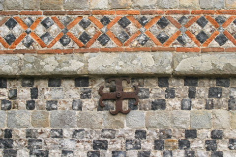France, Haute Normandie, Seine Maritime, pays du caux maritime, auberville la manuel, detail architecture polychrome, habitat traditionnel, brique pierre et silex