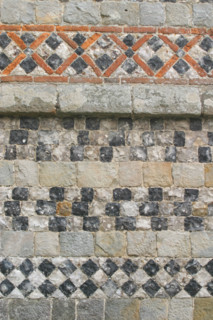 France, Haute Normandie, Seine Maritime, pays du caux maritime, auberville la manuel, detail architecture polychrome, habitat traditionnel, brique pierre et silex
