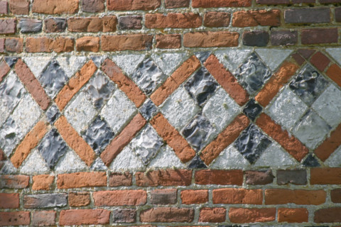 France, Haute Normandie, Seine Maritime, pays de Caux maritime, Offranville, manoir d'auffay, Construction traditionnelle en brique et pierre et silex,