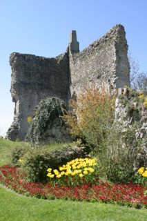France, Basse Normandie, orne, domfront, vestiges du donjon, jardin,