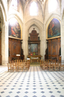 France, Basse Normandie, orne, perche, mortagne au perche, effets de lumieres sur le choeur de l'eglise notre dame,