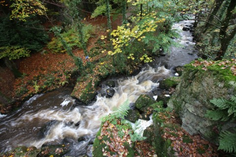 France, Basse Normandie, Manche, pays de la baie, mortain, la grande cascade, paysage, eau, nature, automne,