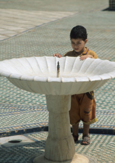 Afrique, maroc, marrakech, jardin, 
palais de la Bahia, oasis, fontaine, enfant,