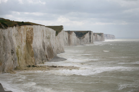France, picardie, somme, ault, pays de la bresle maritime, tempete, mer forte, panorama, vent, vagues, falaise, cote d'albatre,