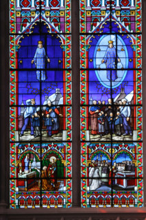 France, pays de loire, mayenne, pontmain, basilique, lieu de pelerinage, edifice religieux, vierge, apparition, miracle, religion, vitrail,