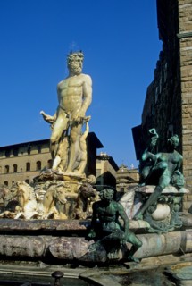 Italie, toscane, florence, firenze, renaissance italienne, place de la seigneurie, signoria, fontaine de neptune, statue, sculpture,