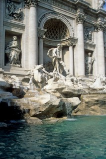 Italie, rome, fontaine de trevi, sculpture, statue, voeu, touristes, dolce vita,