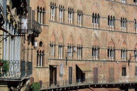 Italie, toscane, sienne, piazza del campo, place, facades maison,