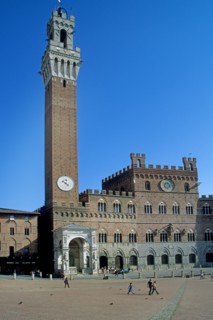 Italie, toscane, sienne, piazza del campo, place, campanile, palais public, touristes,