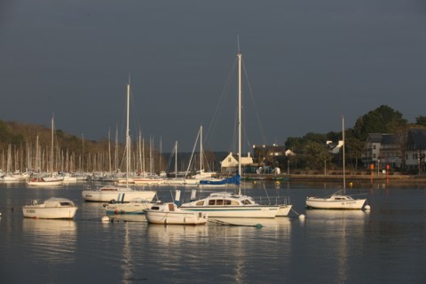 france, Bretagne, Morbihan, golfe du Morbihan, sene, port anna, bateaux, barques, voiliers, face a conleau,
