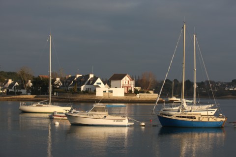 france, Bretagne, Morbihan, golfe du Morbihan, sene, port anna, bateaux, barques, voiliers, face a conleau,