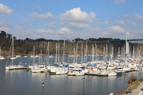 France, Bretagne, Morbihan, la roche bernard, vilaine, ville, port, promontoire, rocher, panorama, bateaux,