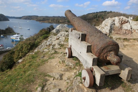 France, Bretagne, Morbihan, la roche bernard, vilaine, ville, port, promontoire, rocher, canon, la couronne, panorama,