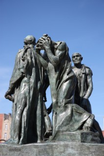 France, region nord, pas de calais, calais, place de l'hotel de ville, groupe sculpte d'auguste rodin, les bourgeois de calais, vers 1885,