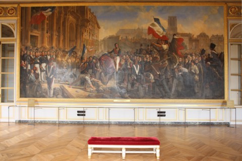 France, ile de france, yvelines, versailles, chateau de versailles, salle 1830, detail tableau duc d'orleans entrant a l'hotel de ville,